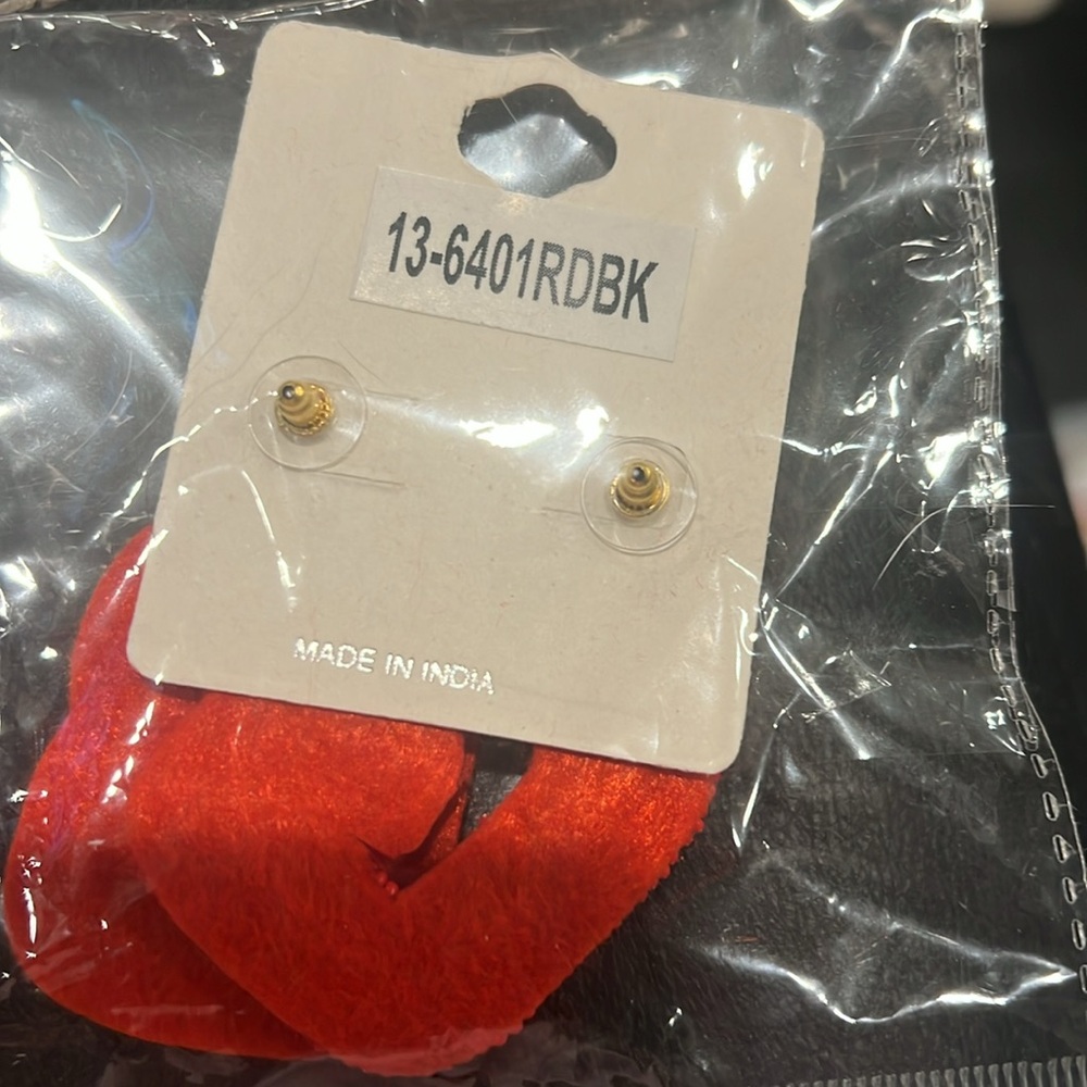 Viola Red Beaded G Football Earrings - Picture 2 of 2
